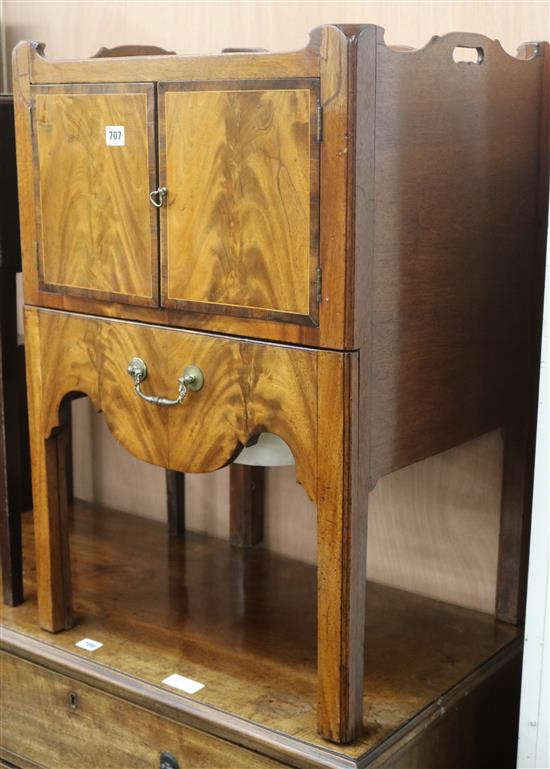 A George III mahogany tray top commode W.53cm